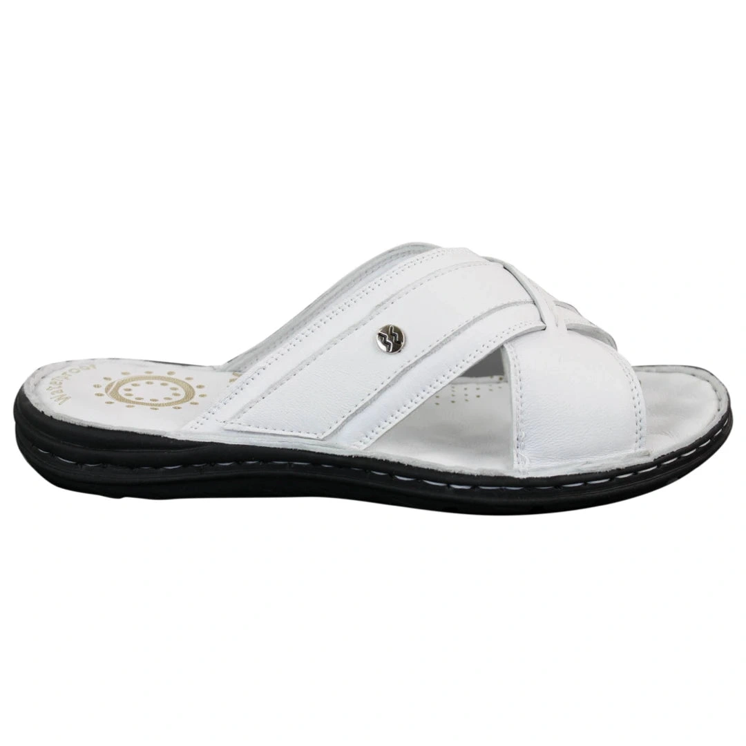 Wyndham W02 - Mens Pure Real Leather Flip Flops Slip On Slippers Premium Comfort Waterproof
